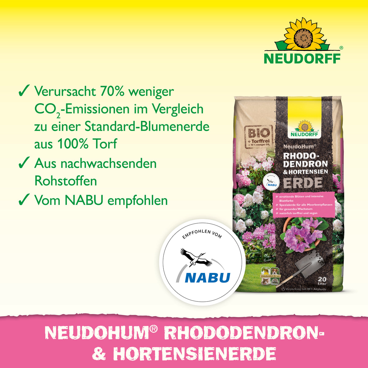 Aus nachwachsenden Rohstoffen: spezielle, torffreie Rhododendron Blumenerde für kräftige Blüten und Wurzeln