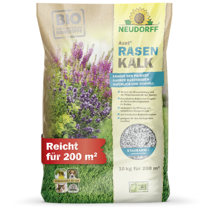 Azet Rasenkalk entsäuert natürlich deinen Rasenboden
