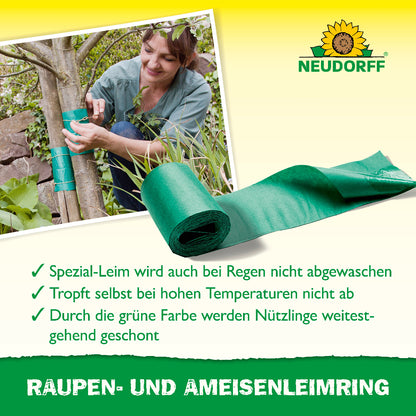Ameisen und Raupen breiten sich an den Stämmen deiner Obstbäume und Ziergehölze aus? Mit dem Raupen- und AmeisenLeimring von Neudorff bietest du einfach  optimalen Schutz vor Pflanzenschädlingen.