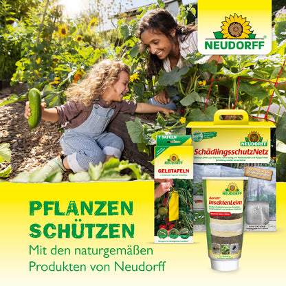 Pflanzen schützen mit den naturgemäßen Produkten von Neudorf wie dem Schädlingsschutznetz oder dem Raupen- und Ameisenleimring