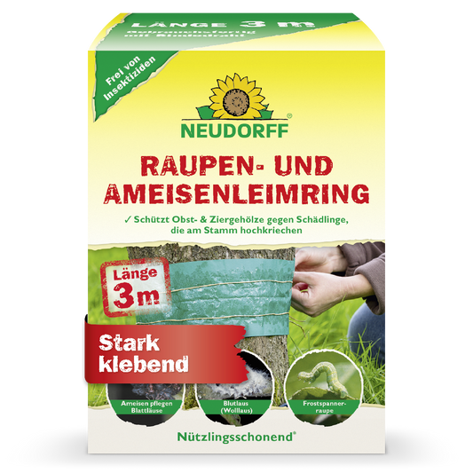 Mit dem Raupen- und AmeisenLeimring von Neudorff schützt du deine Obstbäume und Ziergehölze vor Raupen, Ameisen und anderen Schädlingen