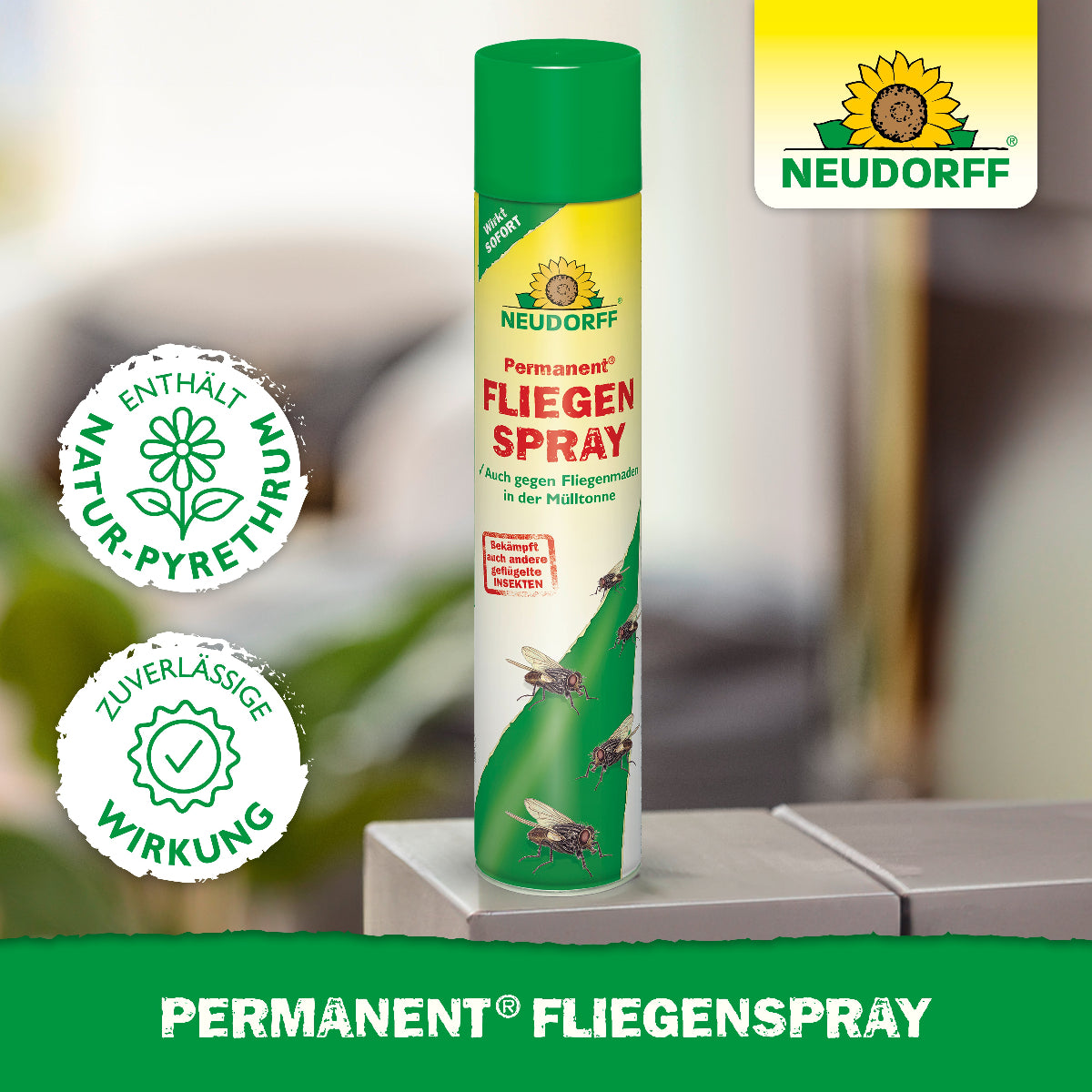 Neudorff Permanent Fliegenspray und Informationen über natürliche Inhaltsstoffe und eine zuverlässige Wirkung 