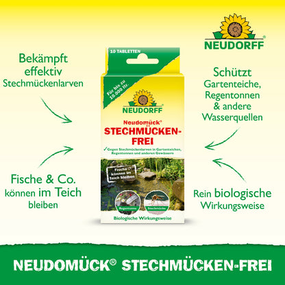 Neudomück StechmückenFrei von Neudorff bekämpft laut der Verpackung effektiv Stechmückenlarven