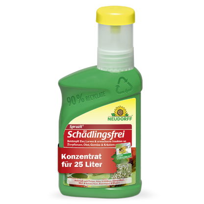 Du suchst ein schnelles und zuverlässiges Mittel gegen Buchsbaumzünsler, Blattläuse und Thripse in allen Stadien? Dann ist das Konzentrat Spruzit Schädlingsfrei von Neudorff die perfekte Lösung!