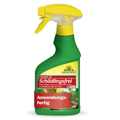 Du willst Eier, Larven und erwachsene Schadinsekten von Blattläusen, Buchsbaumzünslern und Thripsen an Zierpflanzen, Obst, Gemüse und Kräutern wirksam bekämpfen? Dann ist  Spruzit AF Schädingsfrei von Neudorff die Lösung!