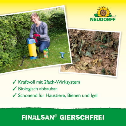 Finalsan GierschFrei von Neudorff ist kraftvoll mit 2facg-Wirksystem und biologisch abbaubar sowie schonend für Haustiere, Bienen und Igel