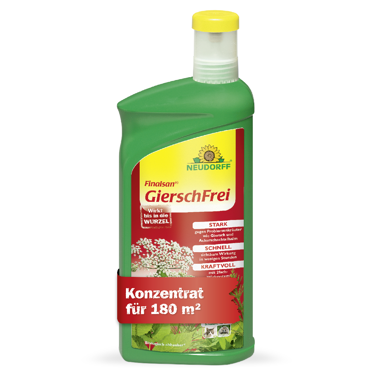Finalsan GierschFrei von Neudorff als Konzentrat reicht laut Verpackung für 180 Quadratmeter