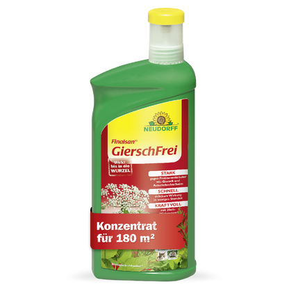 Finalsan GierschFrei von Neudorff als Konzentrat reicht laut Verpackung für 180 Quadratmeter