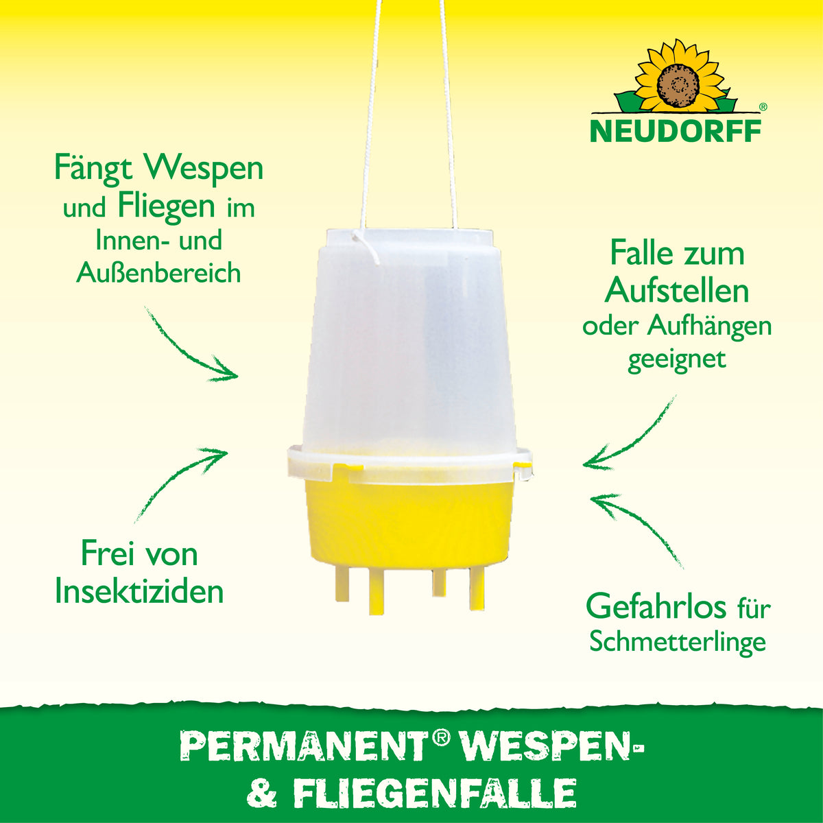 Permanent Wespenfalle von Neudorff fängt Wespen zuverlässig im Innen- und Außenbereich