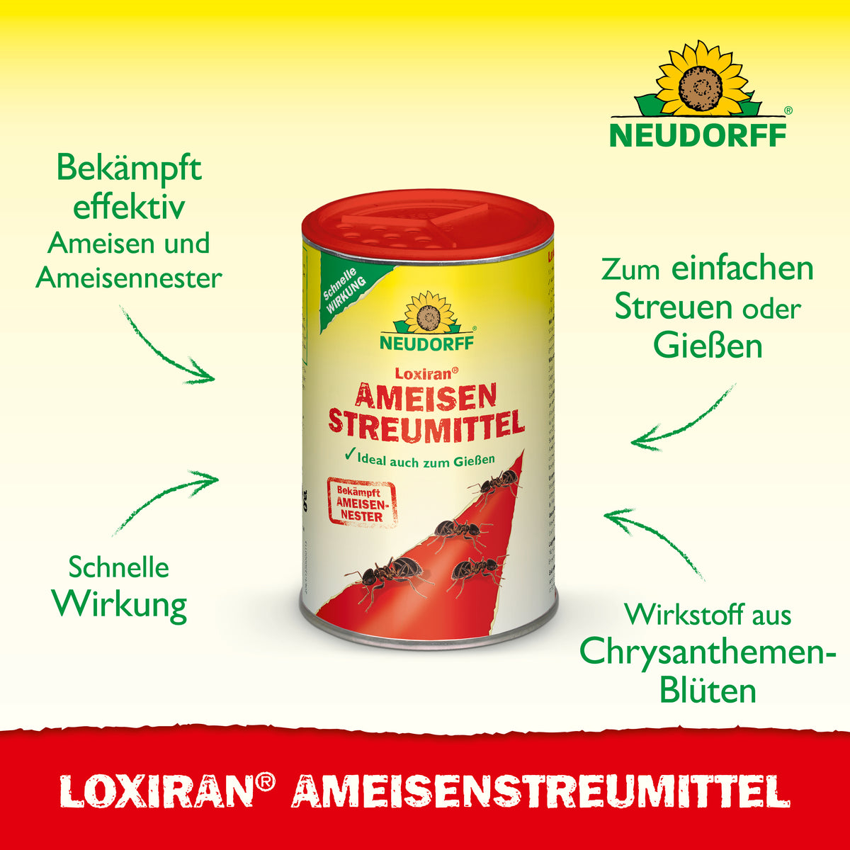 Loxiran Ameisen­Streumittel zur effektiven Bekämpfung von Ameisen zum Streuen oder Gießen