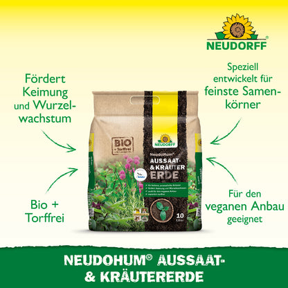 NEUDOHUM Aussaat- und Kräutererde fördert die Keimung und das Wurzelwachstum