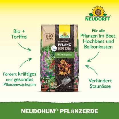 Neudo­Hum Pflanz­Erde fördert ein kräftiges und gesundes Pflanzenwachstum