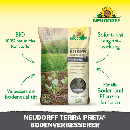 Mit dem Terra Preta Bodenverbesserer von Neudorff aus rein natürlichen Rohstoffen verbesserst du die Bodenqualität mit Sofort- und Langzeitwirkung und erhöhst die Nährstoff- und Wasserspeicherfähigkeit nachhaltig