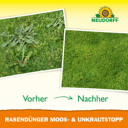 Neudorff Rasendünger Moos- und Unkrautstoff für einen dichten, moos- und unkrautfreien Rasen