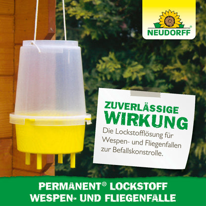 Abbildung der nachfüllbaren Wespenfalle und Information zur zuverlässigen Wirkung des Produktes
