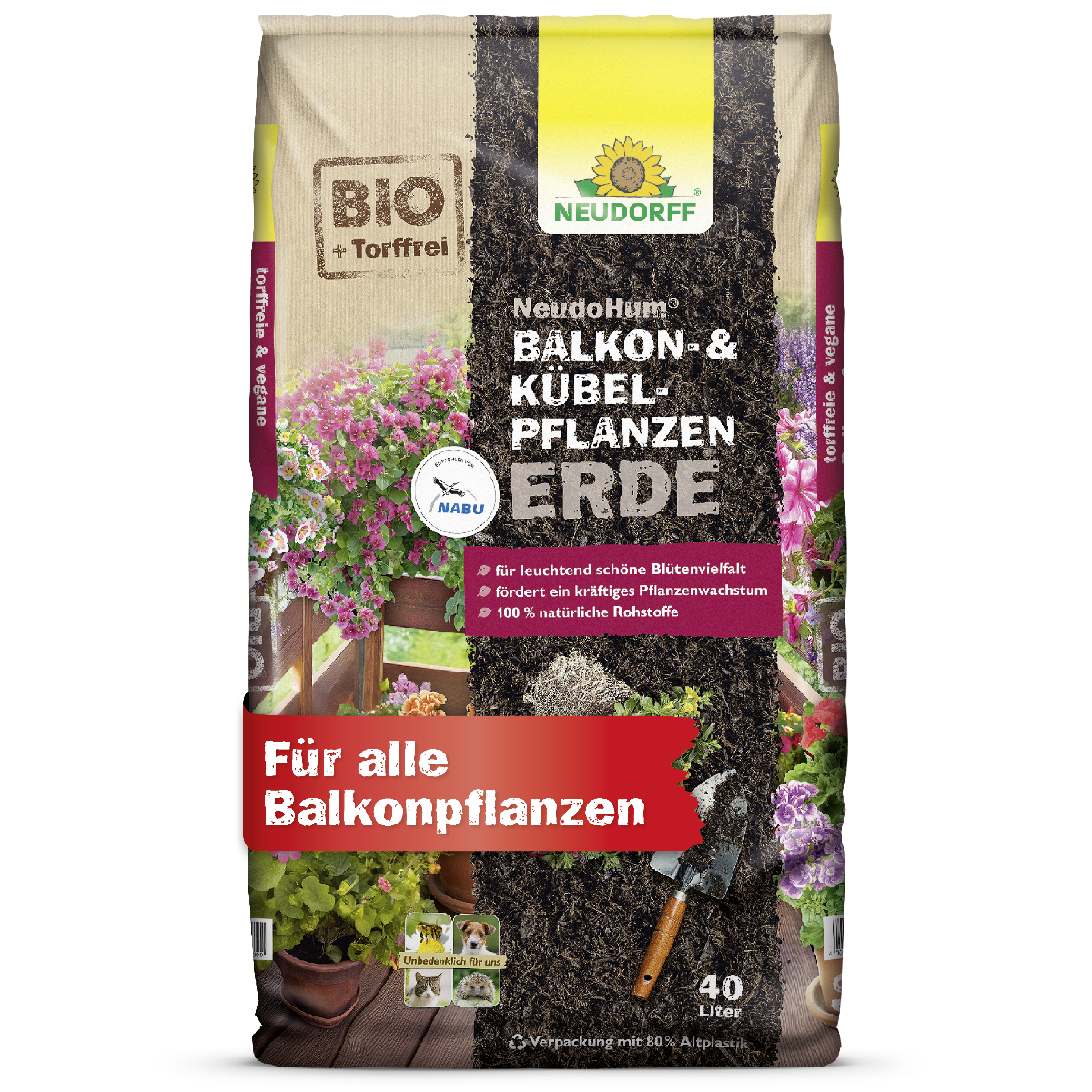 Neudorff NeudoHum Balkon-& Kübel-Pflanzen Erde 40L Sack