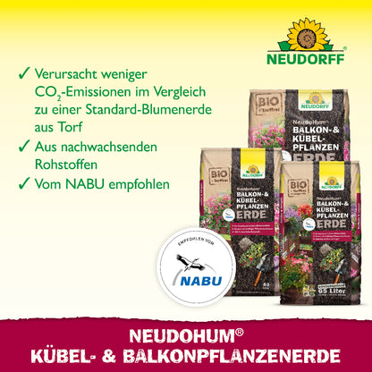 Neudorff NeudoHum Balkon- & Kübel-Pflanzen Erde in drei verschiedenen Größen mit Produktvorteilen 