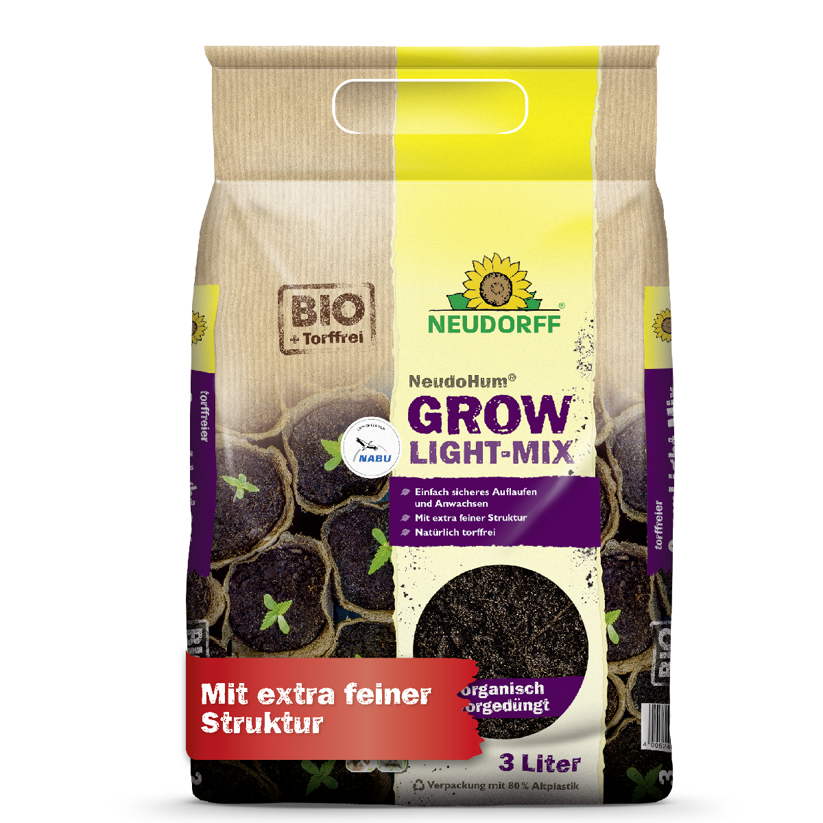 Neudorff NeudoHum Grow Light-Mix 3L Sack