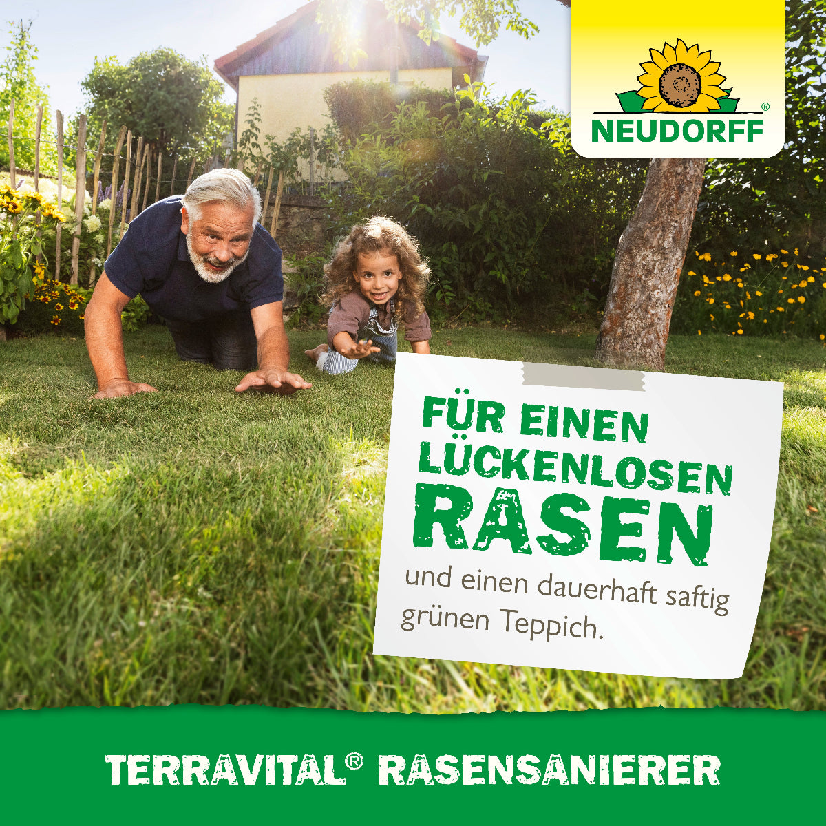 TerraVital BodenVerbesserer von Neudorff für einen lückenlosen Rasen und einen dauerhaft saftig grünen Rasenteppich ohne kahle Stellen