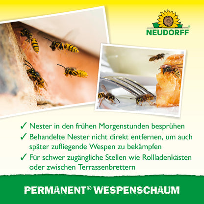 Permanent Wespenschaum von Neudorff bekämpft Wespen auch an schwer zugänglichen Stellen