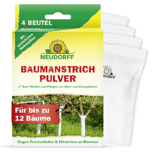 Neudorff Baumanstrich Pulver zum Weißen und Pflegen von Obstgehölzen und Ziergehölzen wirkt gegen Frostschäden und Hitzerissen an Bäumen