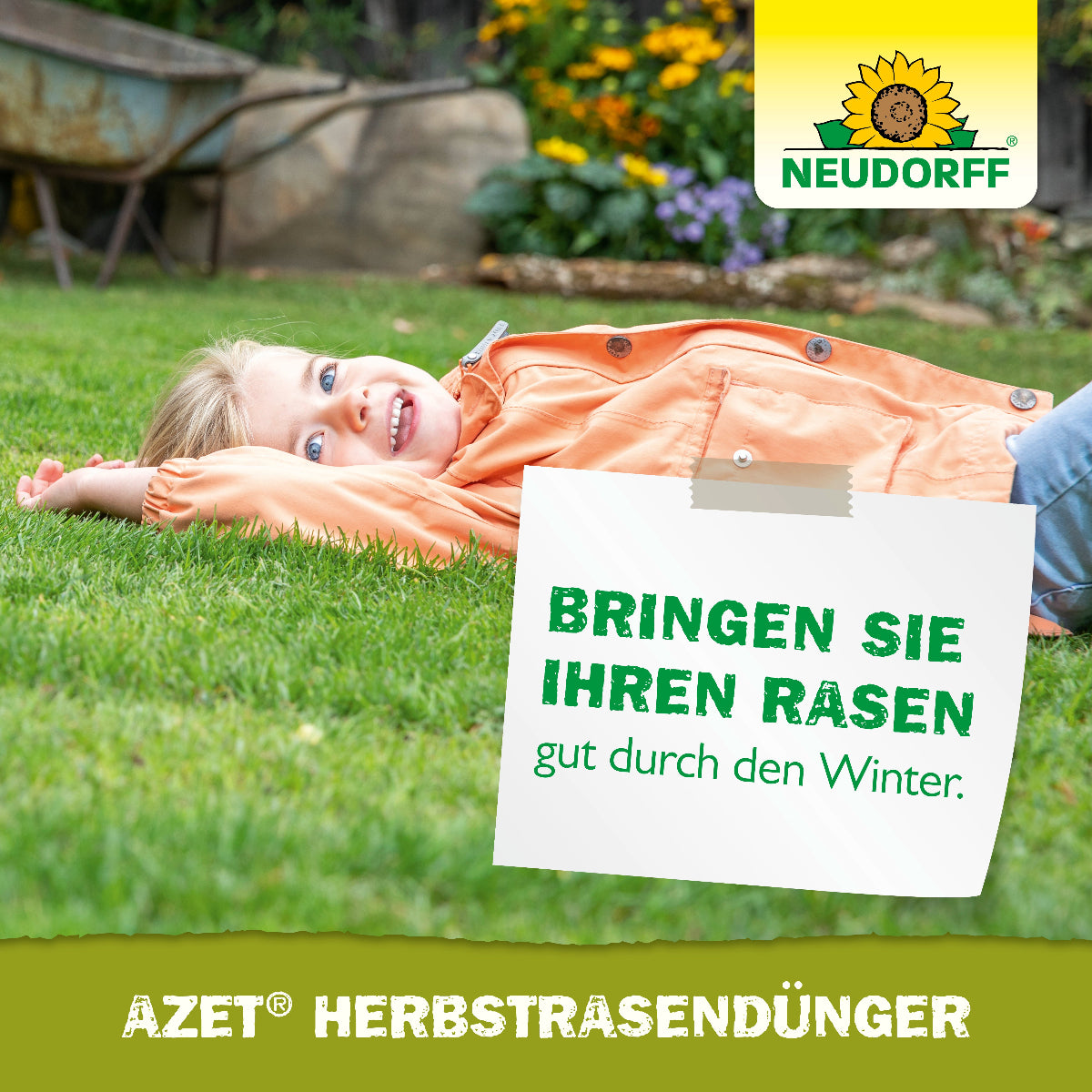Azet Herbstrasendünger von Neudorff bringt den Rasen gut durch den Winter